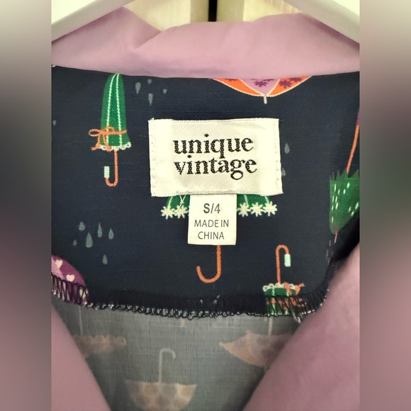 Unique Vintage Blue and Pink Midi Dress - Picture 5 of 12